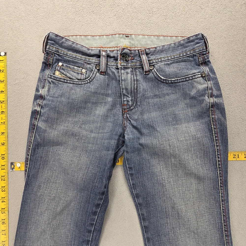 Diesel Jeans Womens 26x34 Blue Medium Wash Slim Bootcut Embroidered Italy - Picture 10 of 16